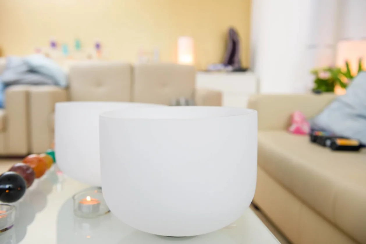 White crystal therapy bowls